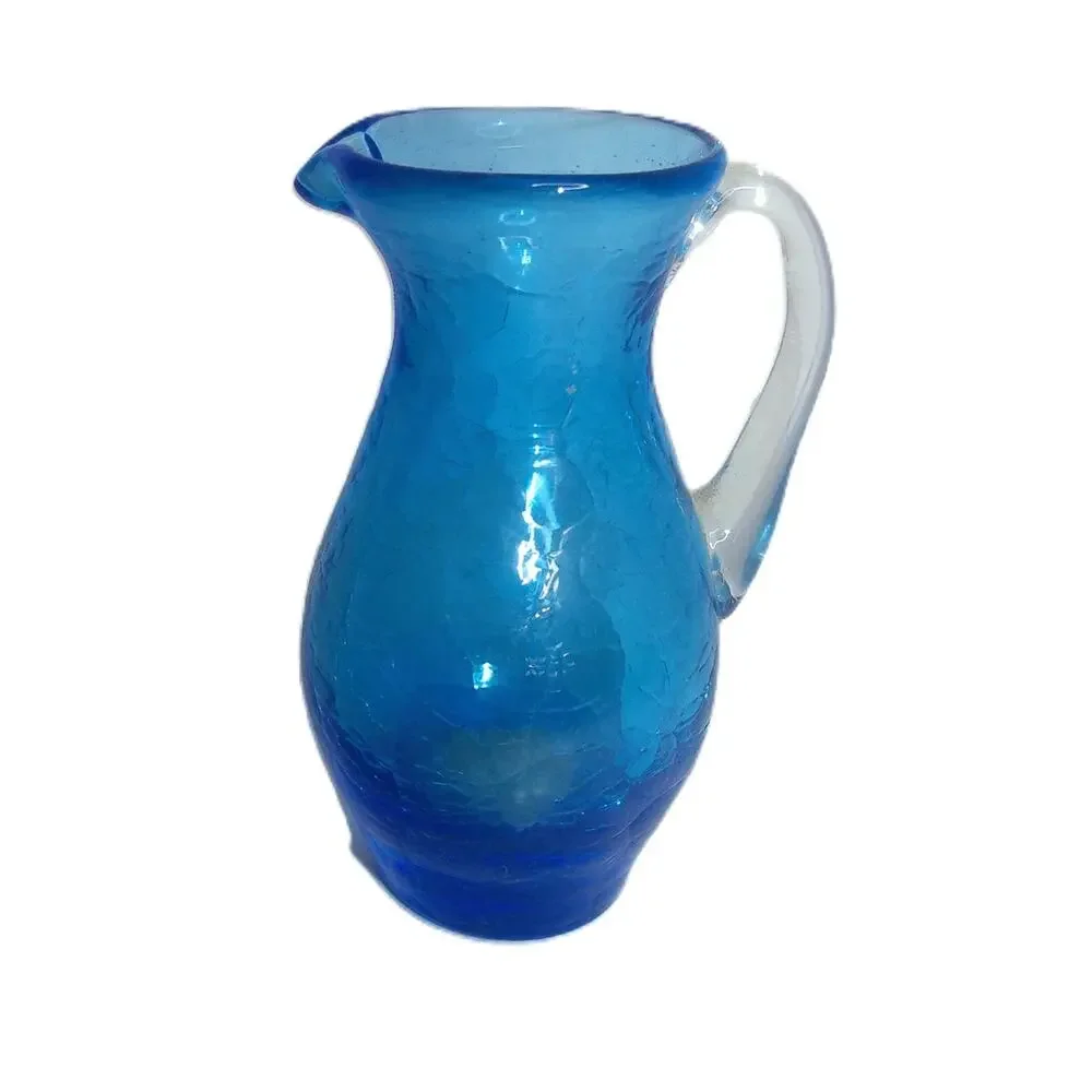 Vintage Blue Crackle Glass Mini Pitcher 4